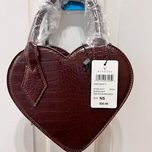 Windsor Croc-Embossed Heart Mini Bag in Burgundy